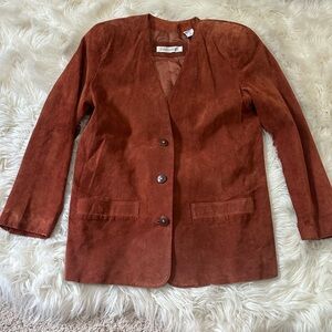 Vintage Evan Davies Rust 100% silky pig Suede Blazer with shoulder padding